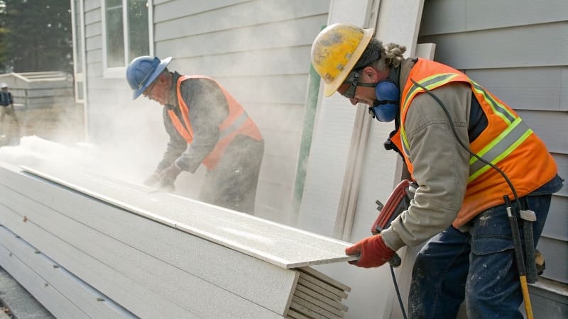 Cement board dust particles under microscope